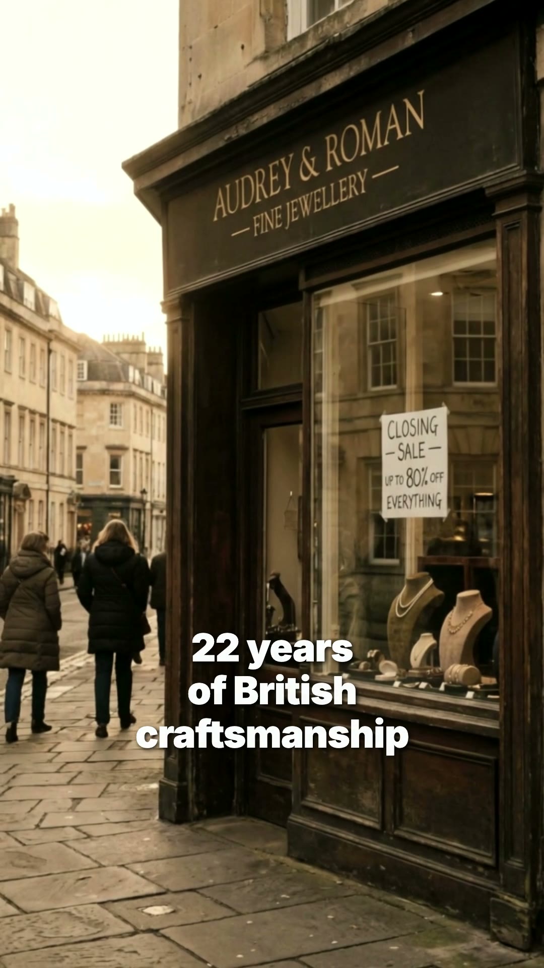 Audrey & Roman shopfront in Bath with closing sale sign
