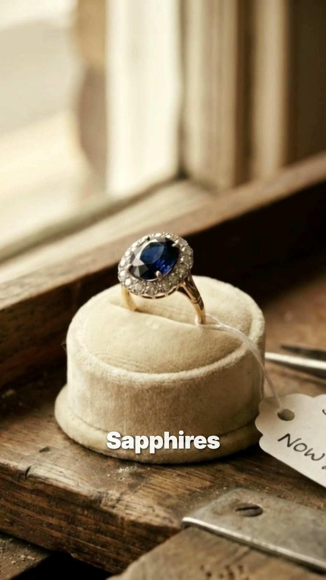 Sapphire ring on velvet