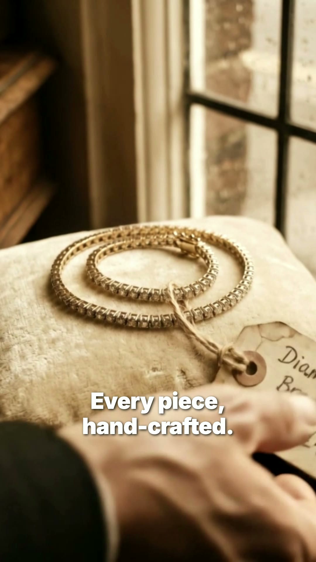 Diamond bracelet on velvet pillow